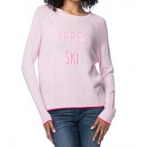 NEW GOLDEN SUN cashmere crew après ski sweater in pink